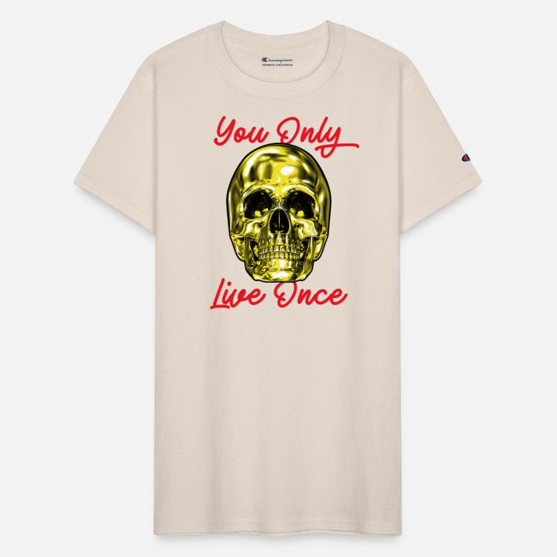 Skull You Only Live Once Y-O-L-O Gold
