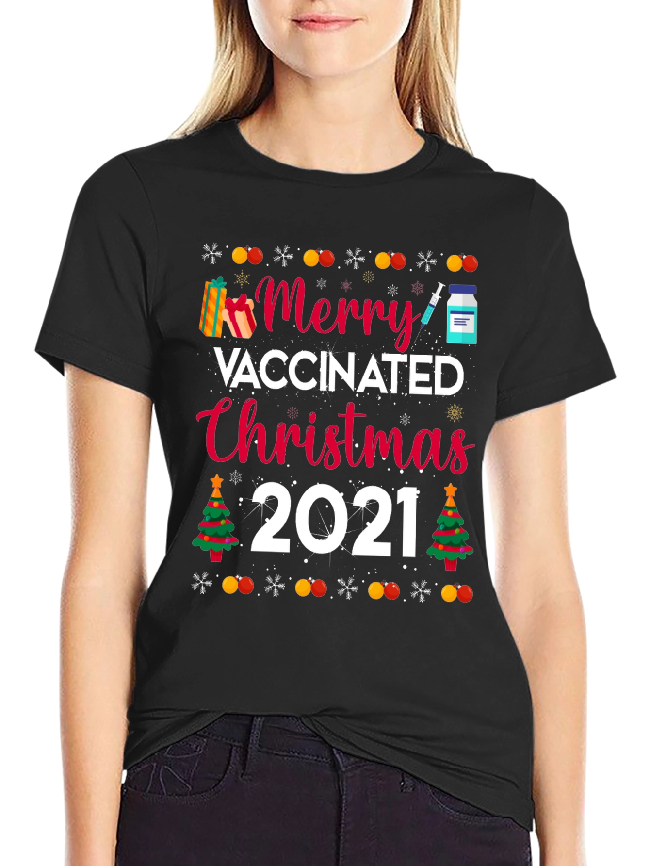 Merry Vaccinated Christmas 2021 T-Shirt