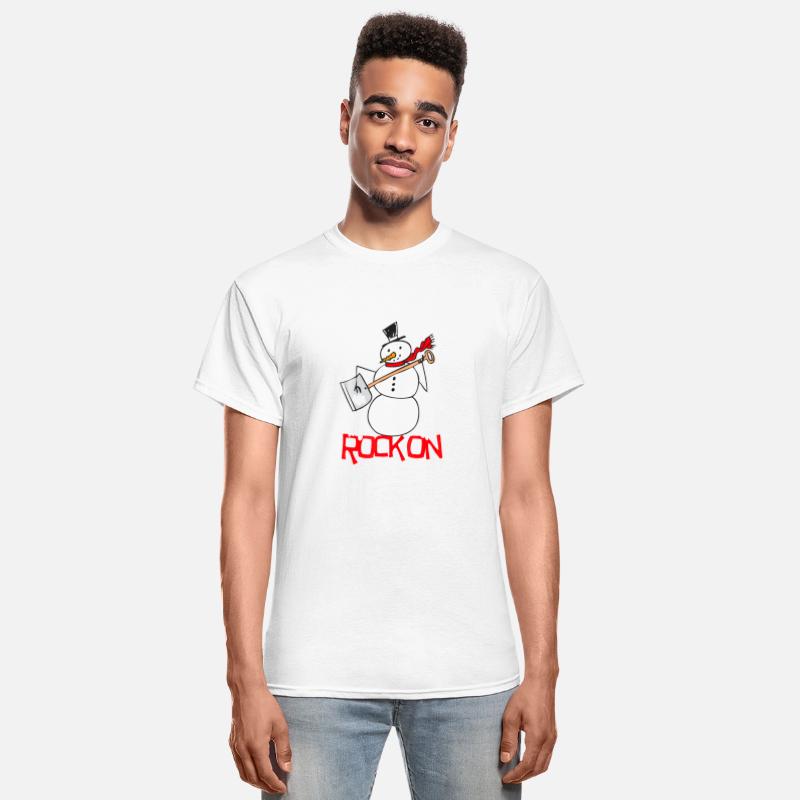 Snowman Shovel Snow Funny Rock On Air Guitar