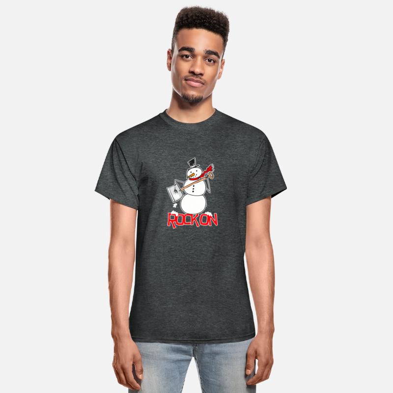 Snowman Shovel Snow Funny Rock On Air Guitar