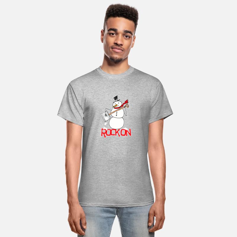 Snowman Shovel Snow Funny Rock On Air Guitar