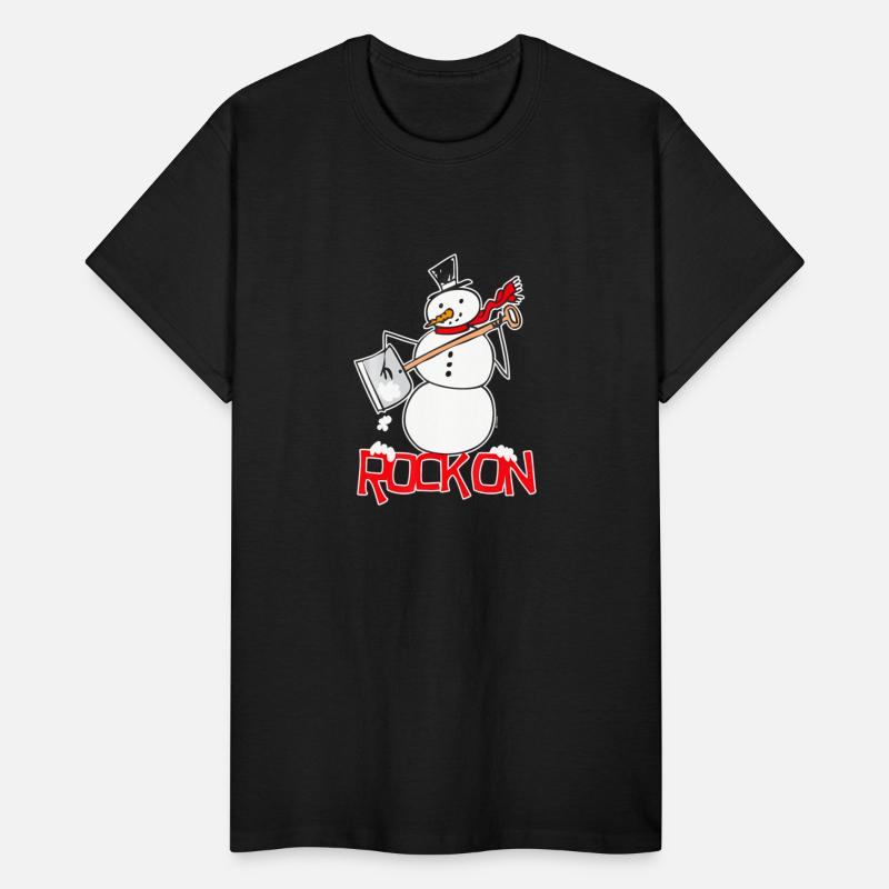 Snowman Shovel Snow Funny Rock On Air Guitar