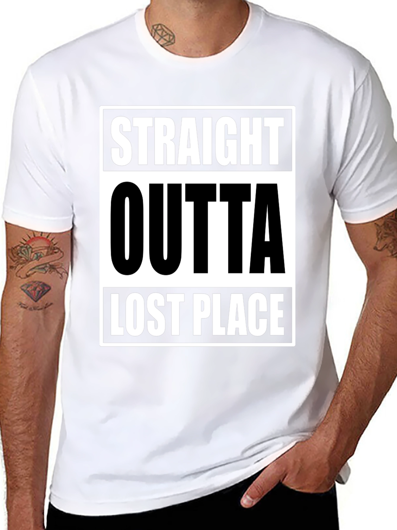 Straight Outta Lost Place Funny Graphic T-Shirt