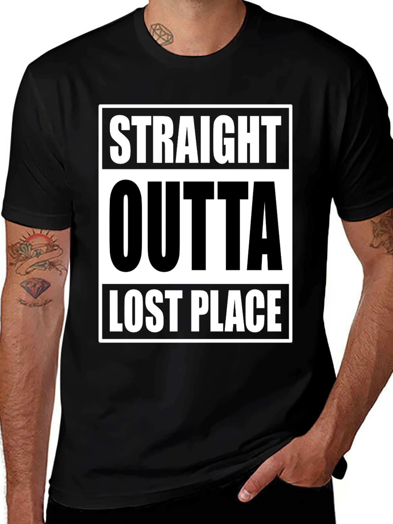 Straight Outta Lost Place Funny Graphic T-Shirt