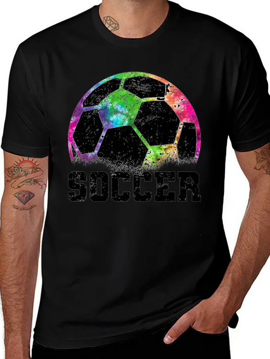 Colorful Soccer Ball Graphic T-Shirt