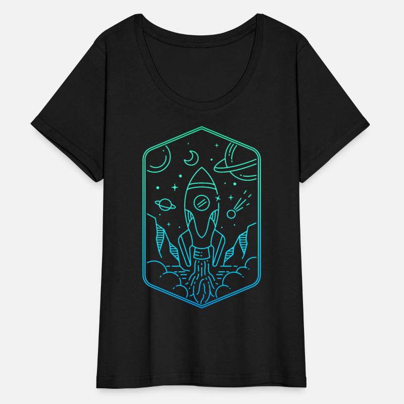 Space Rocket Space Ship Line Art Gradient Boys Men