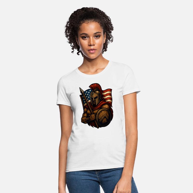 Spartan Warrior American Flag T-Shirt Design