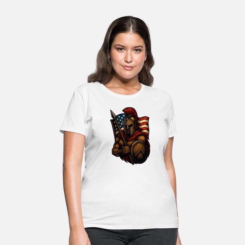 Spartan Warrior American Flag T-Shirt Design