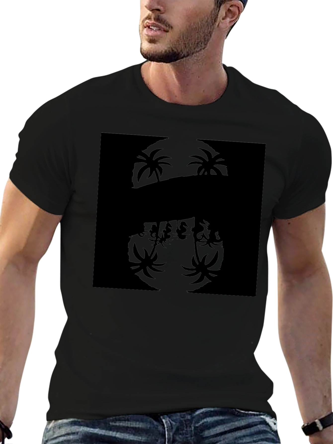 Palm Tree Silhouette Black T-Shirt