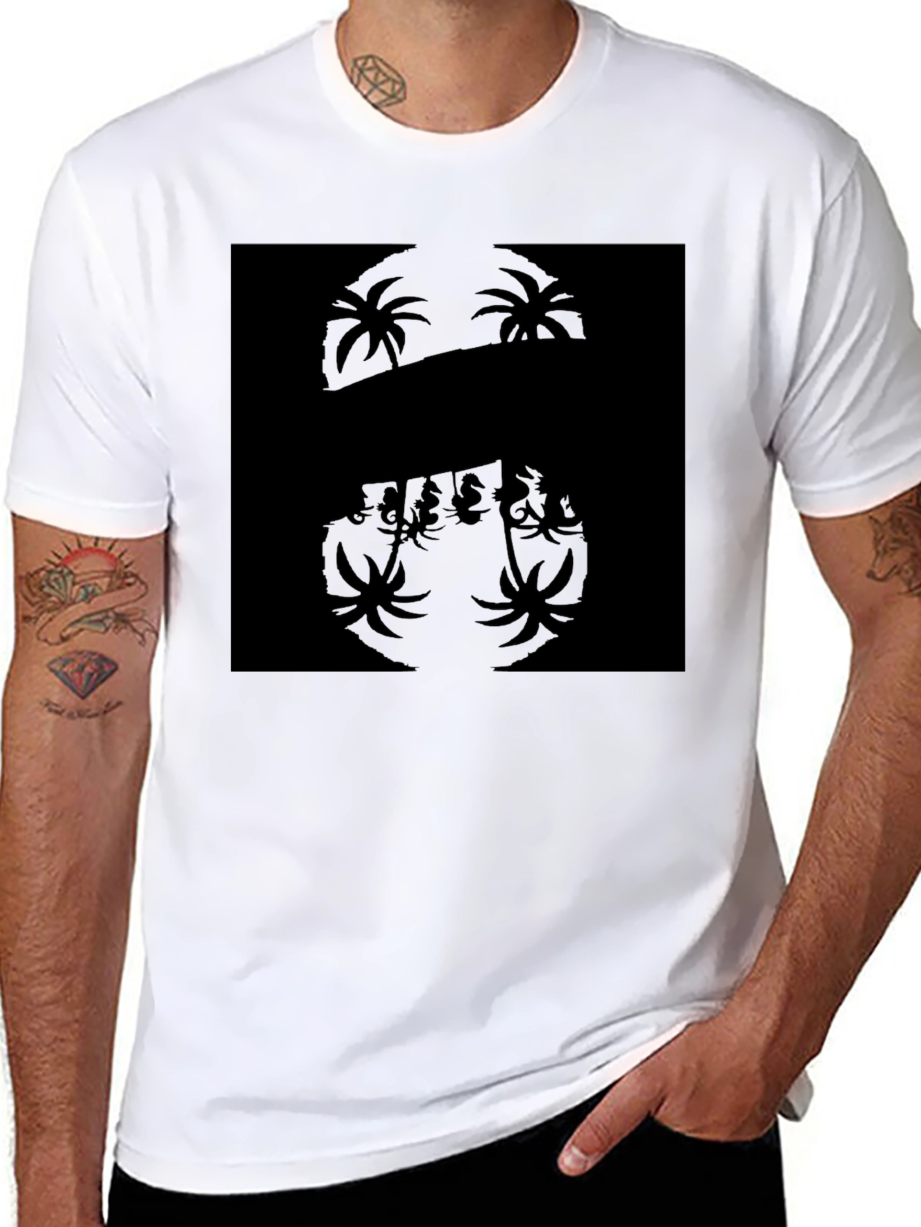 Palm Tree Silhouette Black T-Shirt