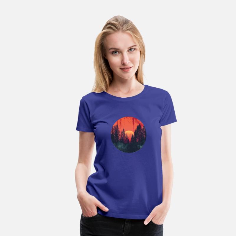 Sunset Forest Silhouette Outdoor Retro 80s Vibe