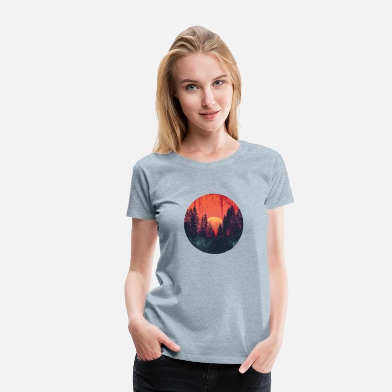 Sunset Forest Silhouette Outdoor Retro 80s Vibe