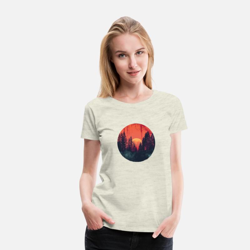 Sunset Forest Silhouette Outdoor Retro 80s Vibe