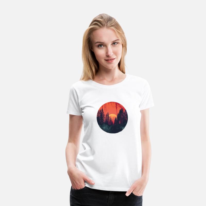 Sunset Forest Silhouette Outdoor Retro 80s Vibe