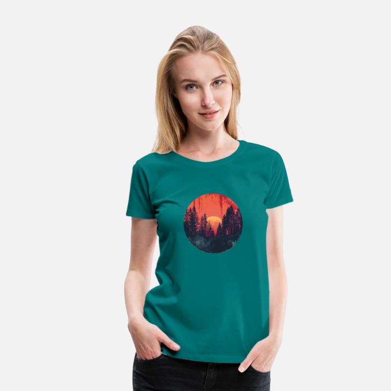 Sunset Forest Silhouette Outdoor Retro 80s Vibe