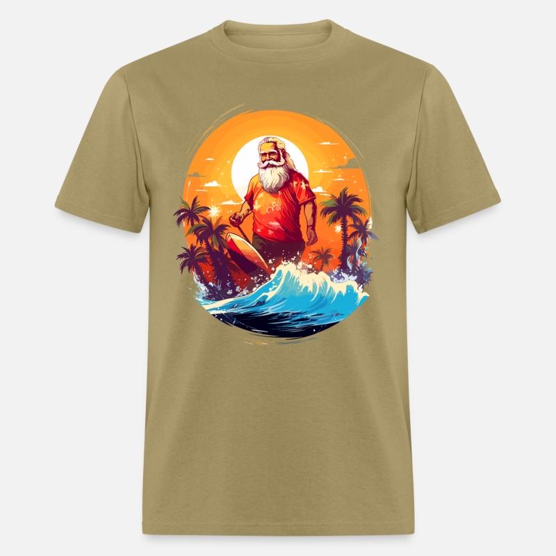 Surfing Santa in Hawaiian Sunset