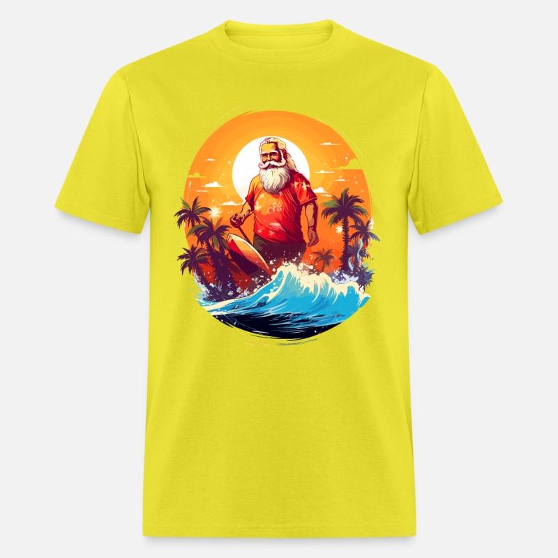 Surfing Santa in Hawaiian Sunset