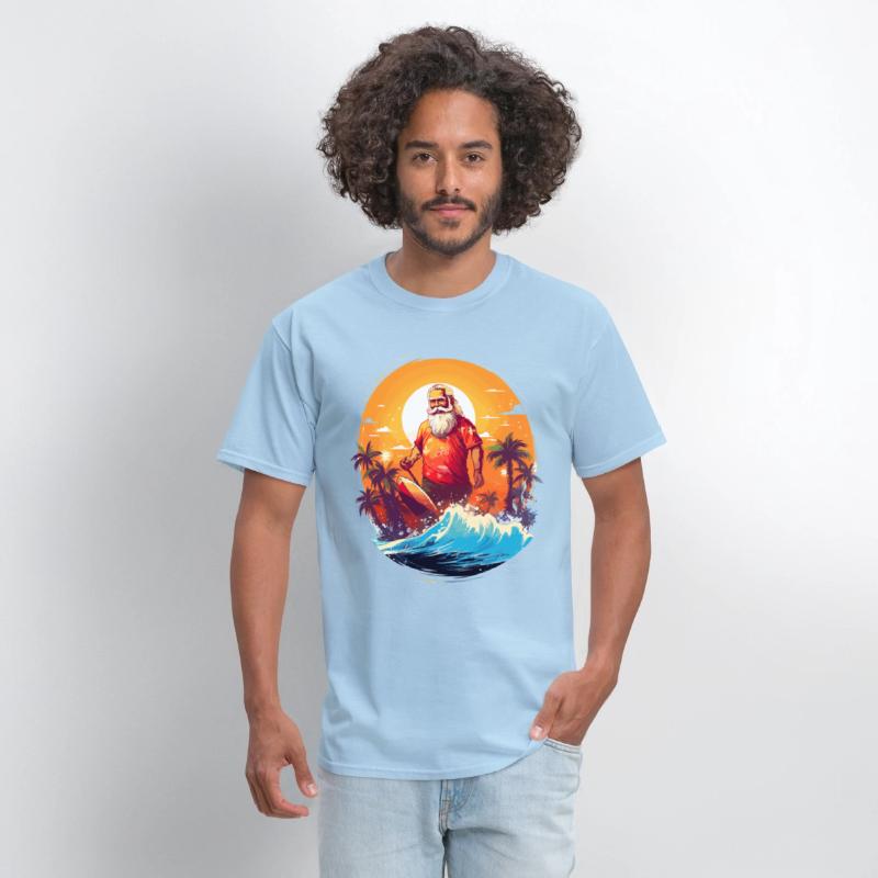 Surfing Santa in Hawaiian Sunset