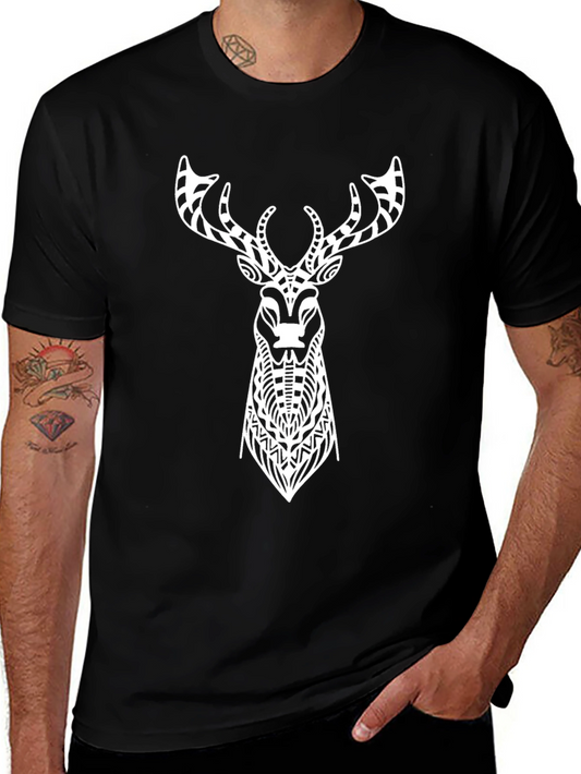 Tribal Deer Graphic Tee - Mens Black T-Shirt