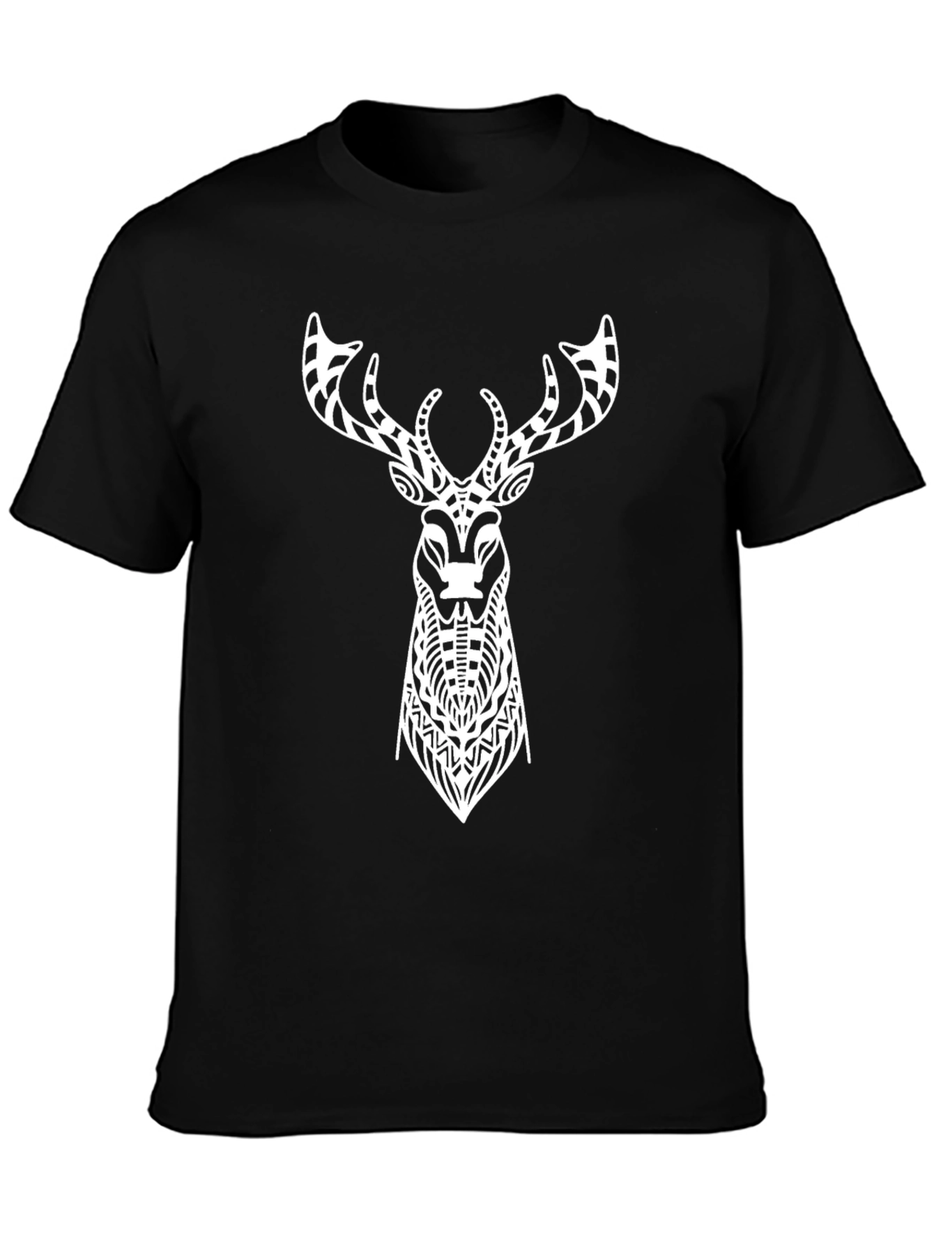 Tribal Deer Graphic Tee - Mens Black T-Shirt