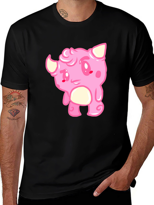 Cute Cartoon Character Graphic Tee - Black