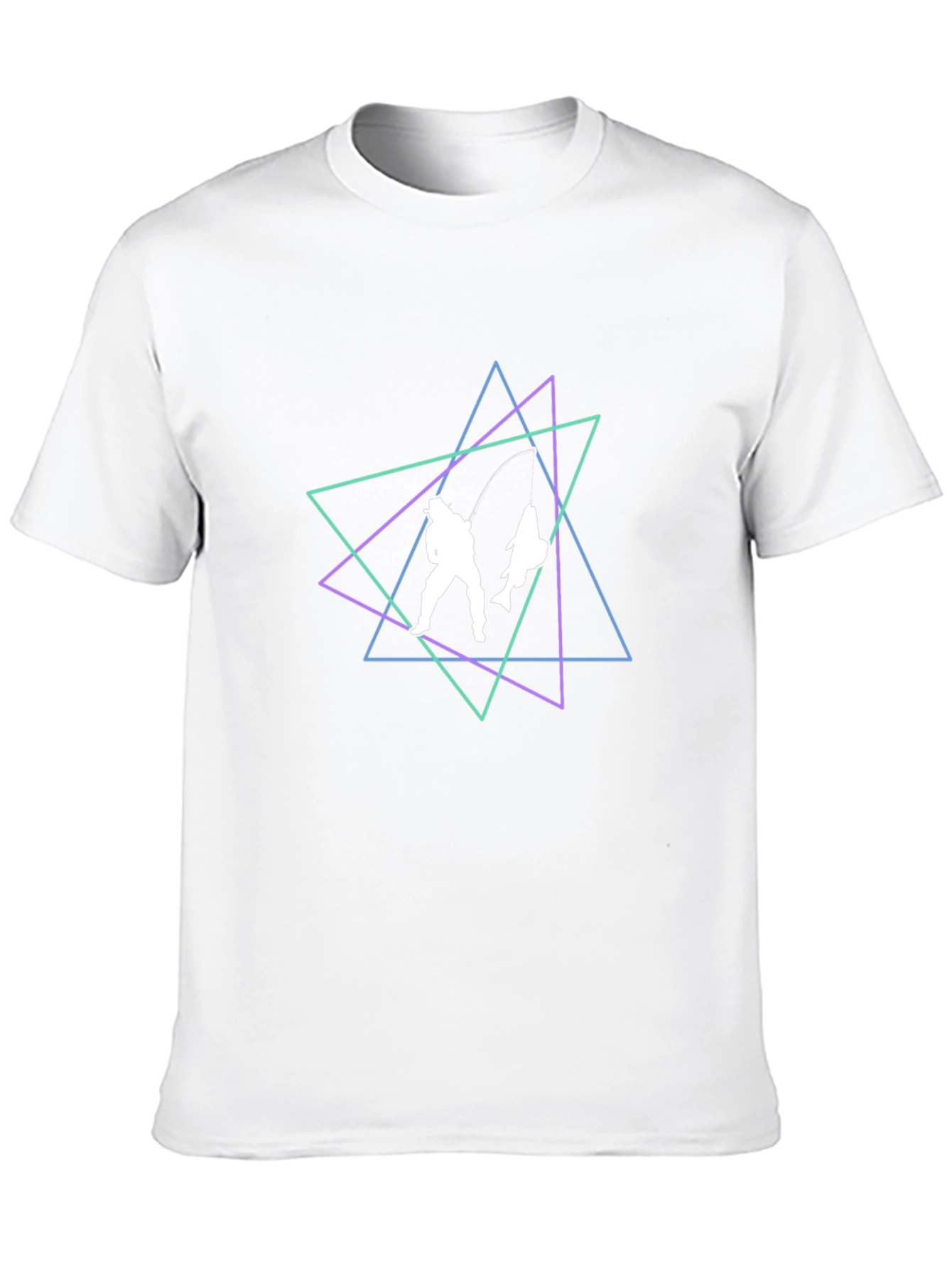 Geometric Fishing T-Shirt - Black Cotton Blend