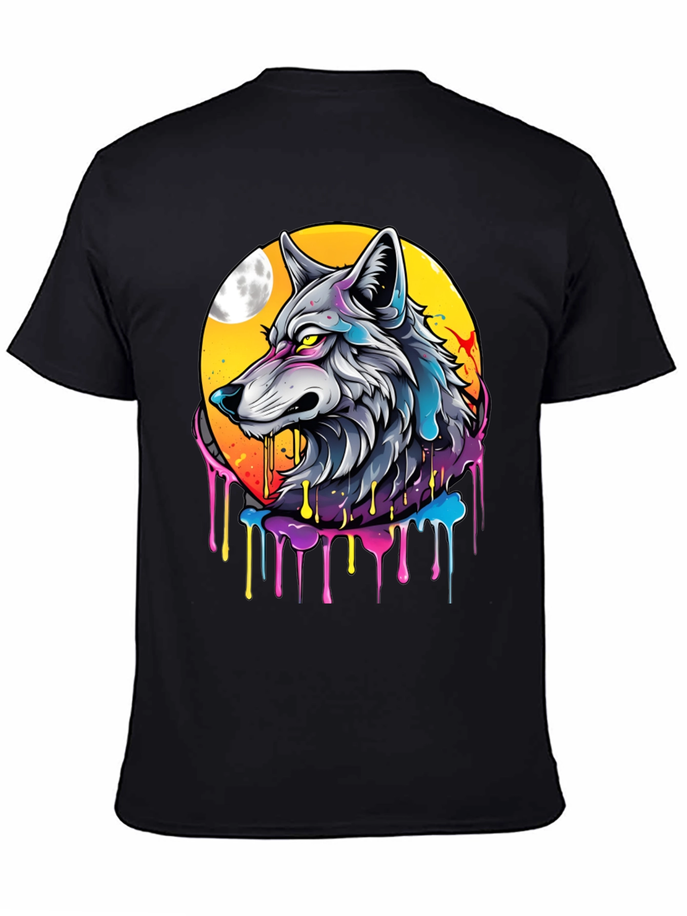 Wolf Moon Graphic Tee - Artistic Black T-Shirt