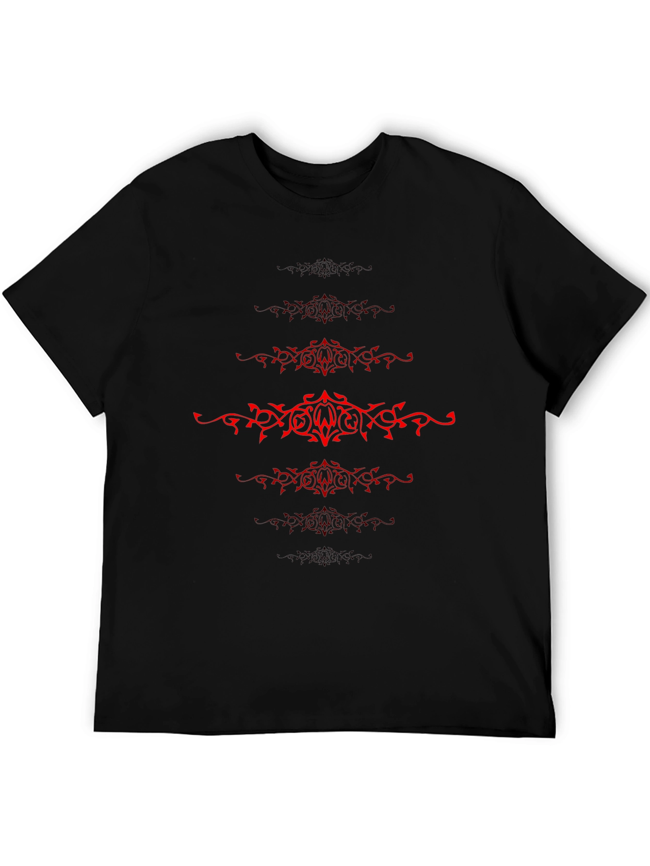 Mens Black T-Shirt with Red Tribal Design