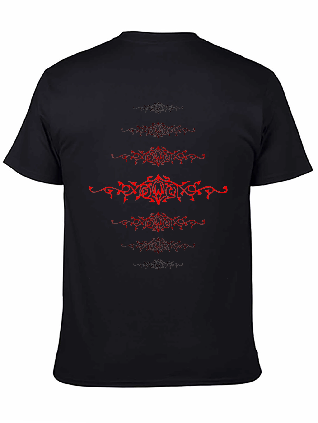 Mens Black T-Shirt with Red Tribal Design