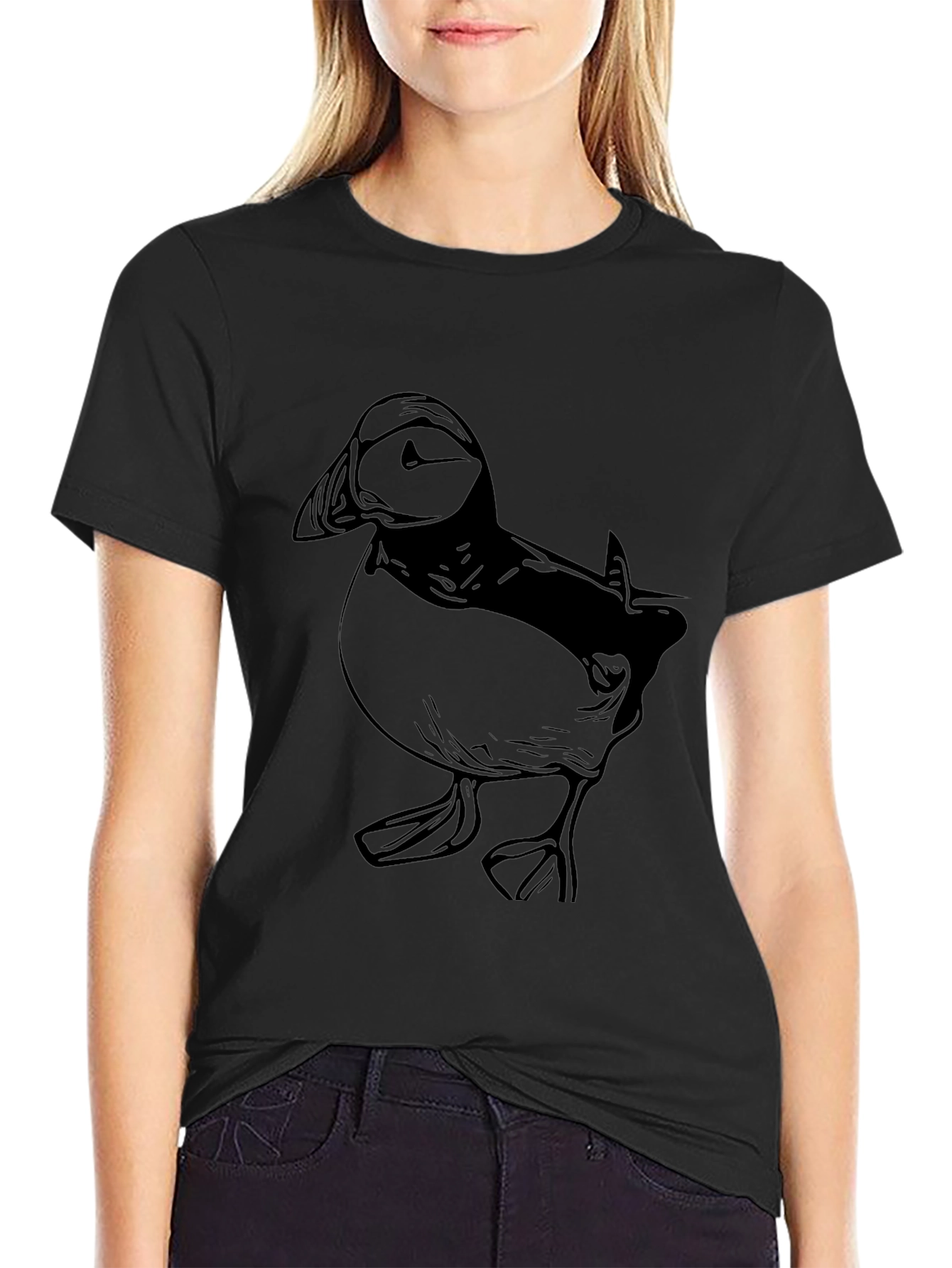 Puffin Graphic Tee - Black Cotton Blend