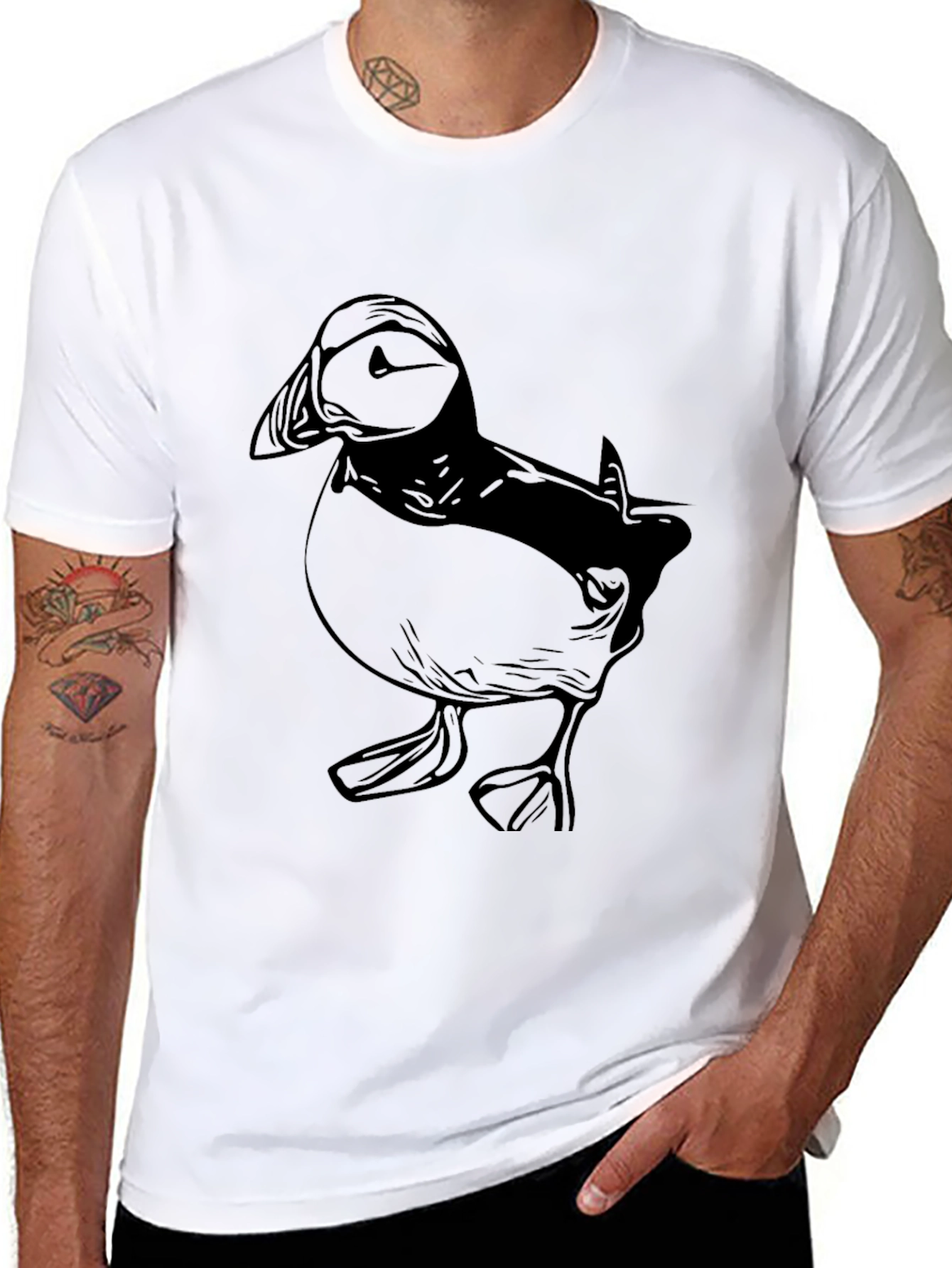 Puffin Graphic Tee - Black Cotton Blend