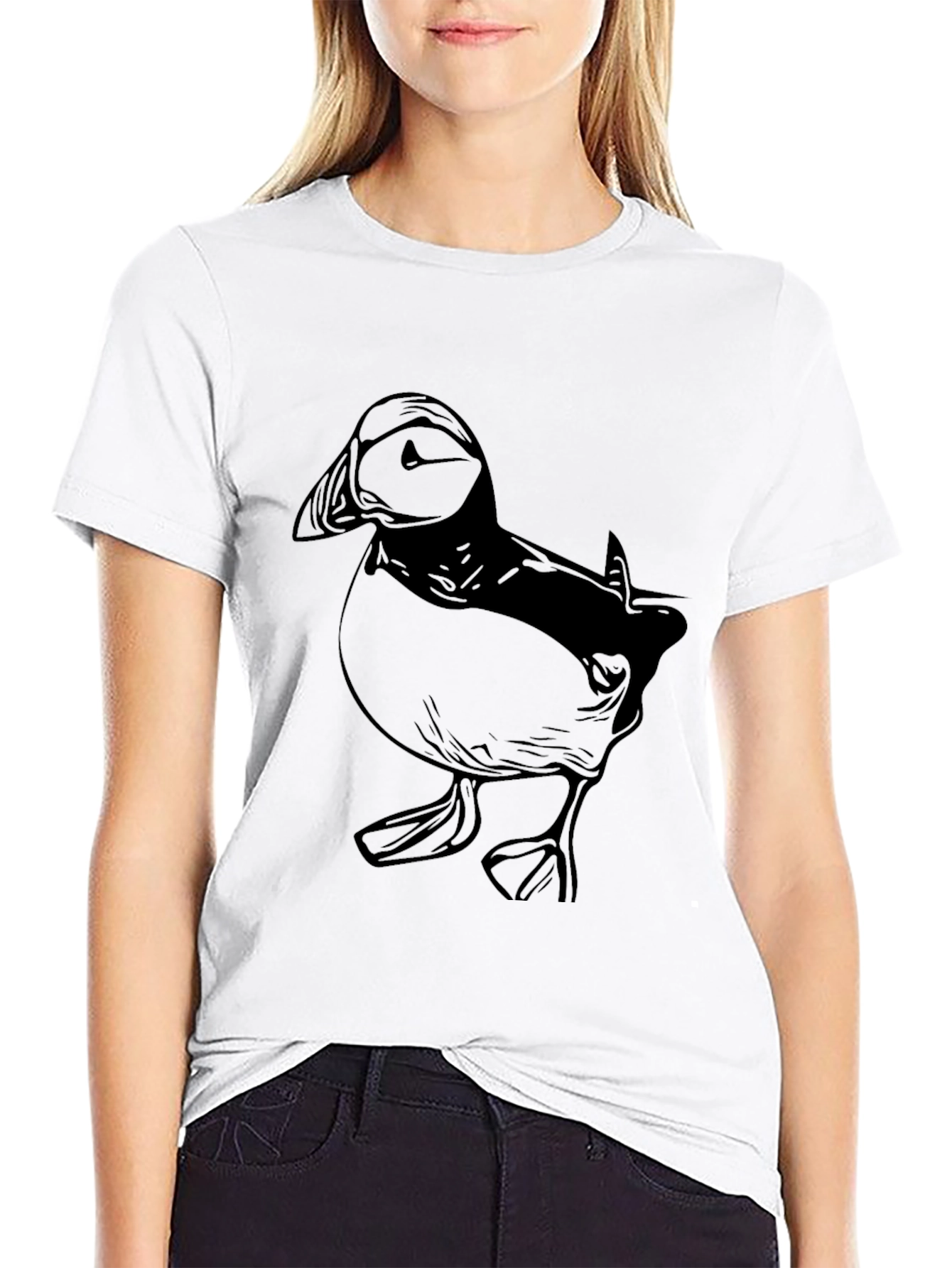 Puffin Graphic Tee - Black Cotton Blend