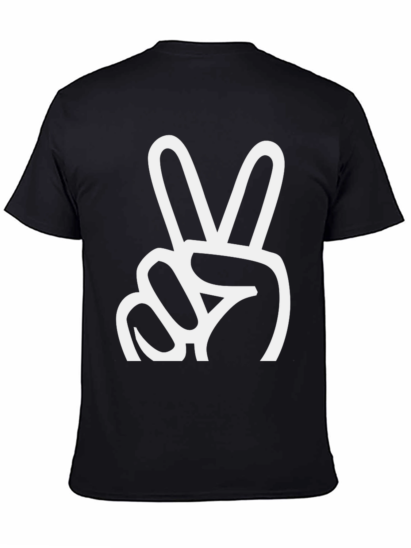 Peace Sign Graphic T-Shirt - Black Crew Neck Tee