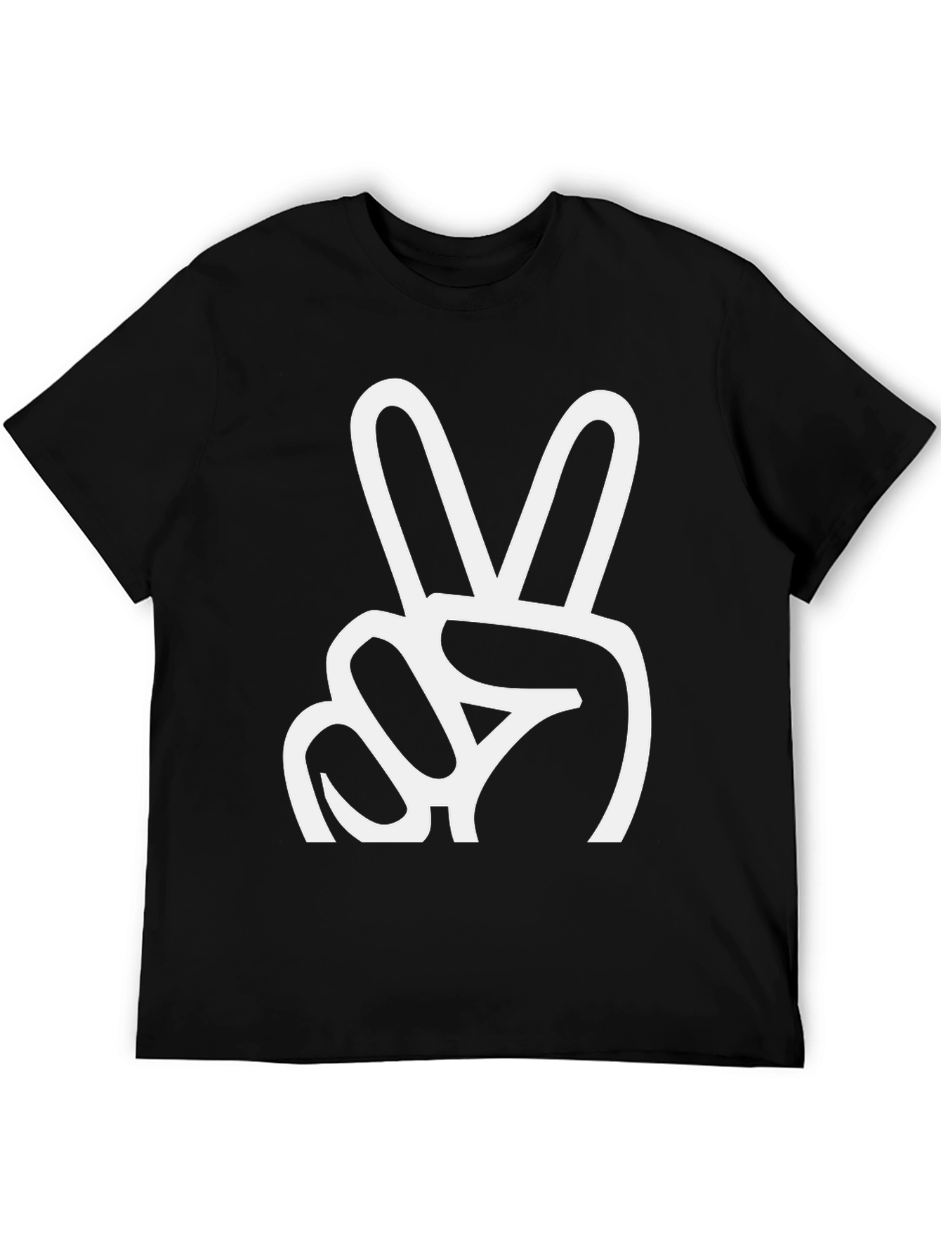 Peace Sign Graphic T-Shirt - Black Crew Neck Tee