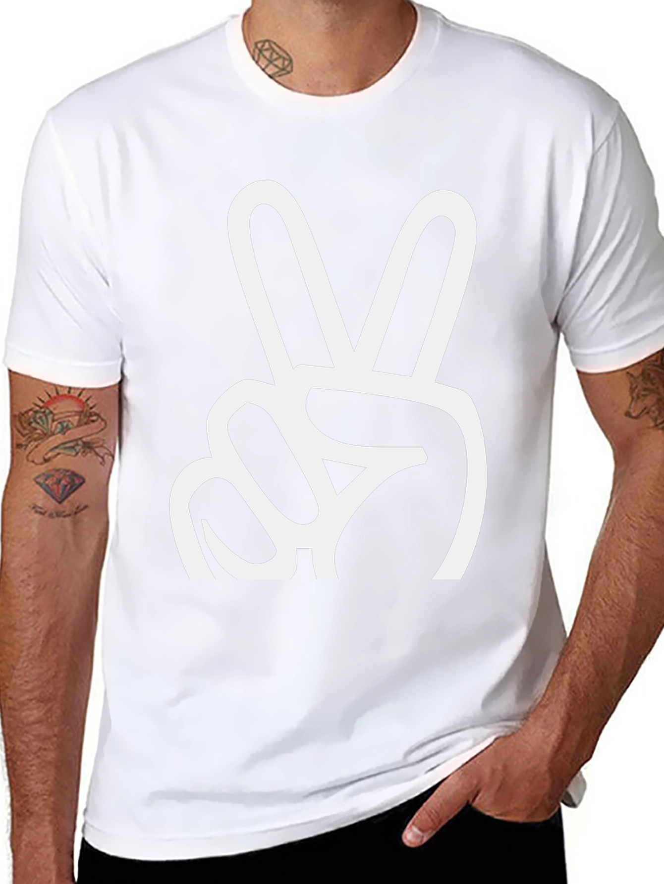 Peace Sign Graphic T-Shirt - Black Crew Neck Tee