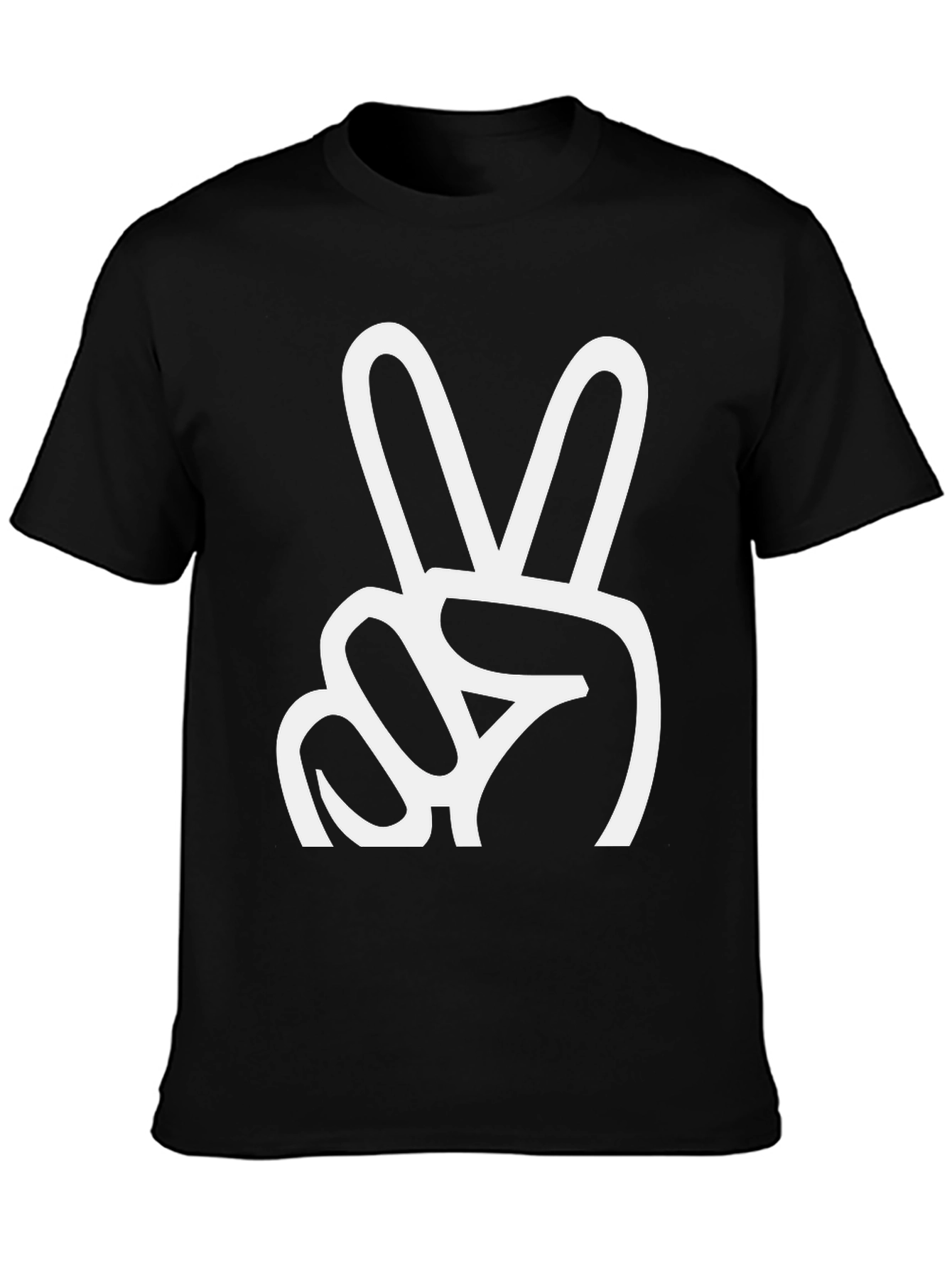 Peace Sign Graphic T-Shirt - Black Crew Neck Tee