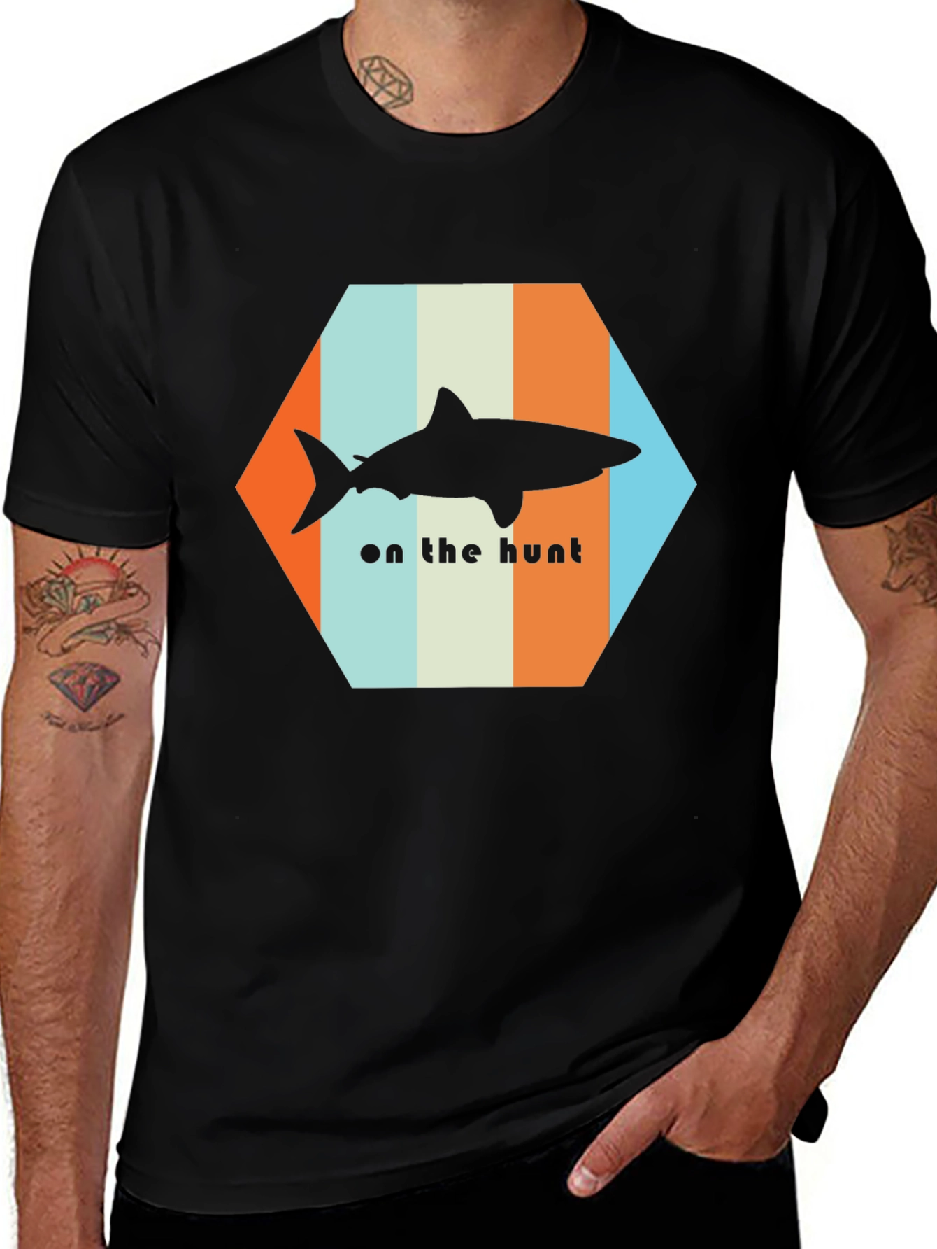 Shark On The Hunt T-Shirt - Retro Style