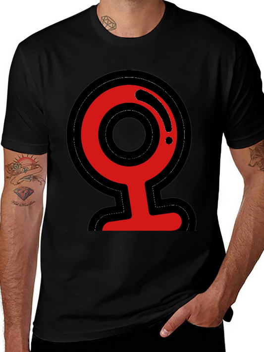 Red Circle Graphic Black T-Shirt Bold Design