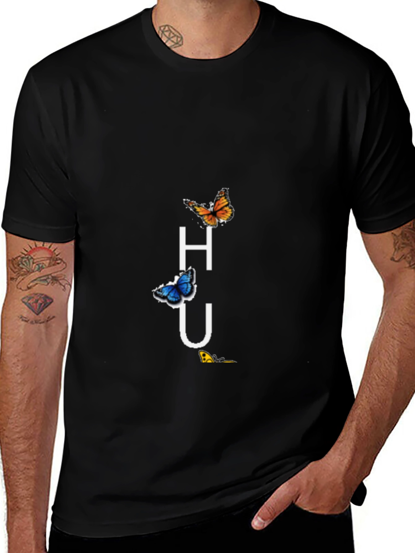 Butterfly HU Graphic Tee - Black Casual Shirt