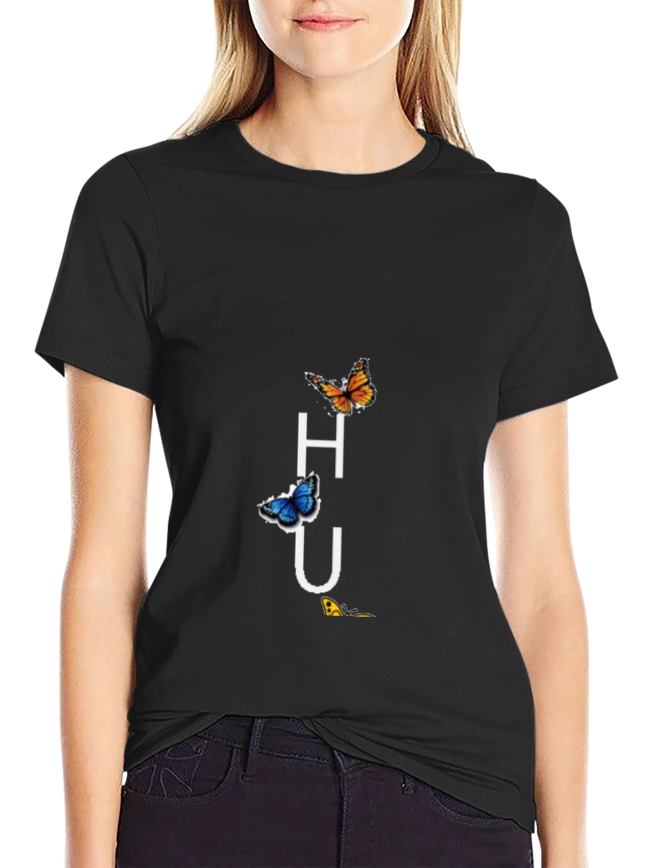 Butterfly HU Graphic Tee - Black Casual Shirt