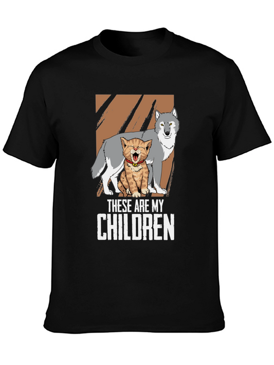These Are My Children T-Shirt - Cat and Wolf Design