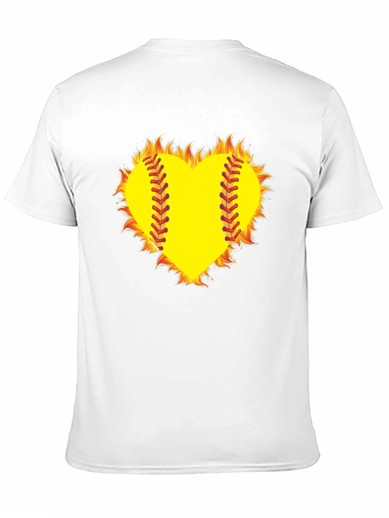 Fiery Softball Heart T-Shirt - Black