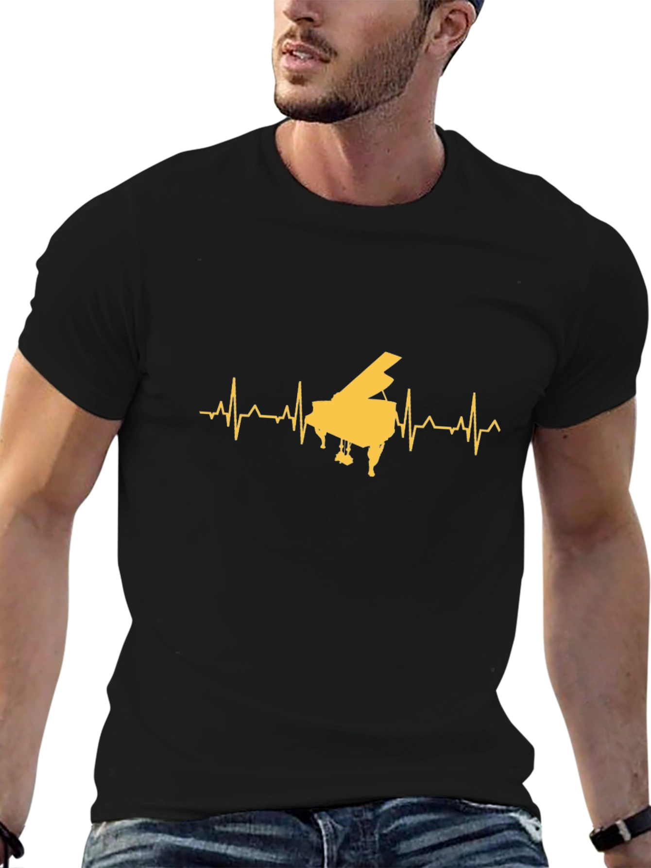 Piano Heartbeat Graphic Tee - Musician T-Shirt