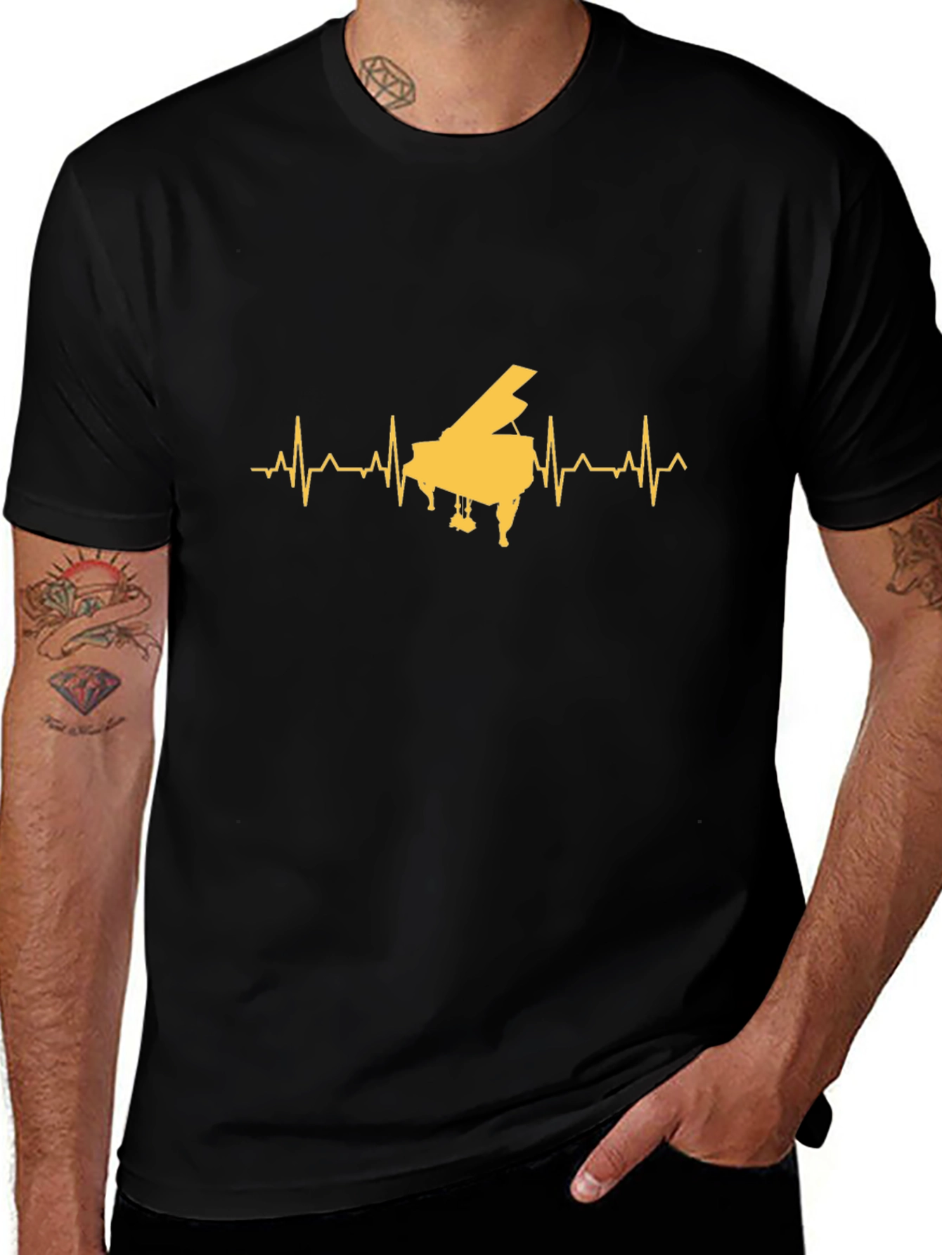 Piano Heartbeat Graphic Tee - Musician T-Shirt