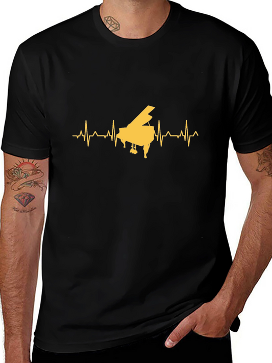 Piano Heartbeat Graphic Tee - Musician T-Shirt