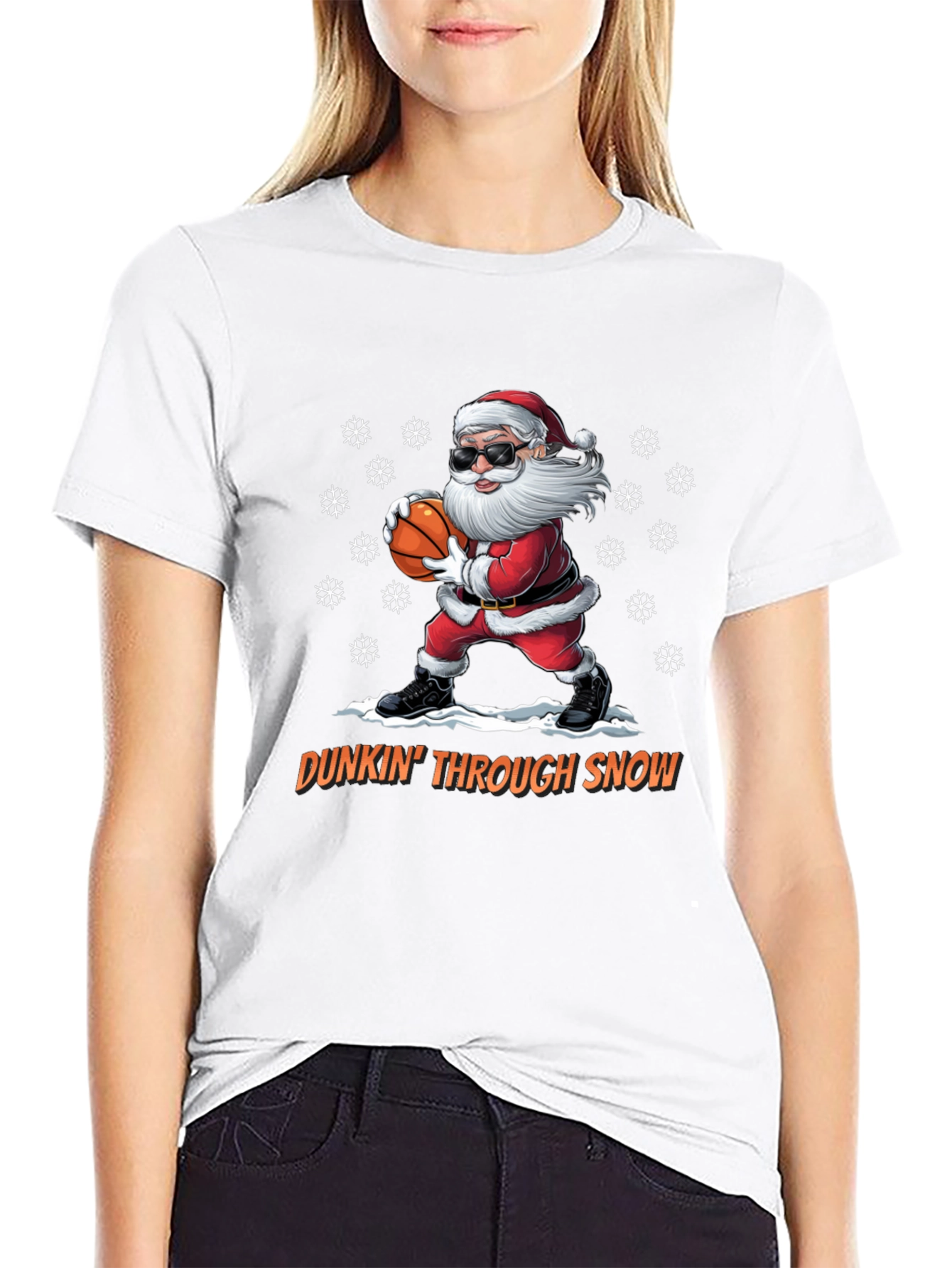 Dunkin Through Snow Christmas Santa T-Shirt