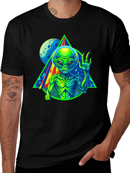 Alien Graphic Tee - Neon Retro Design