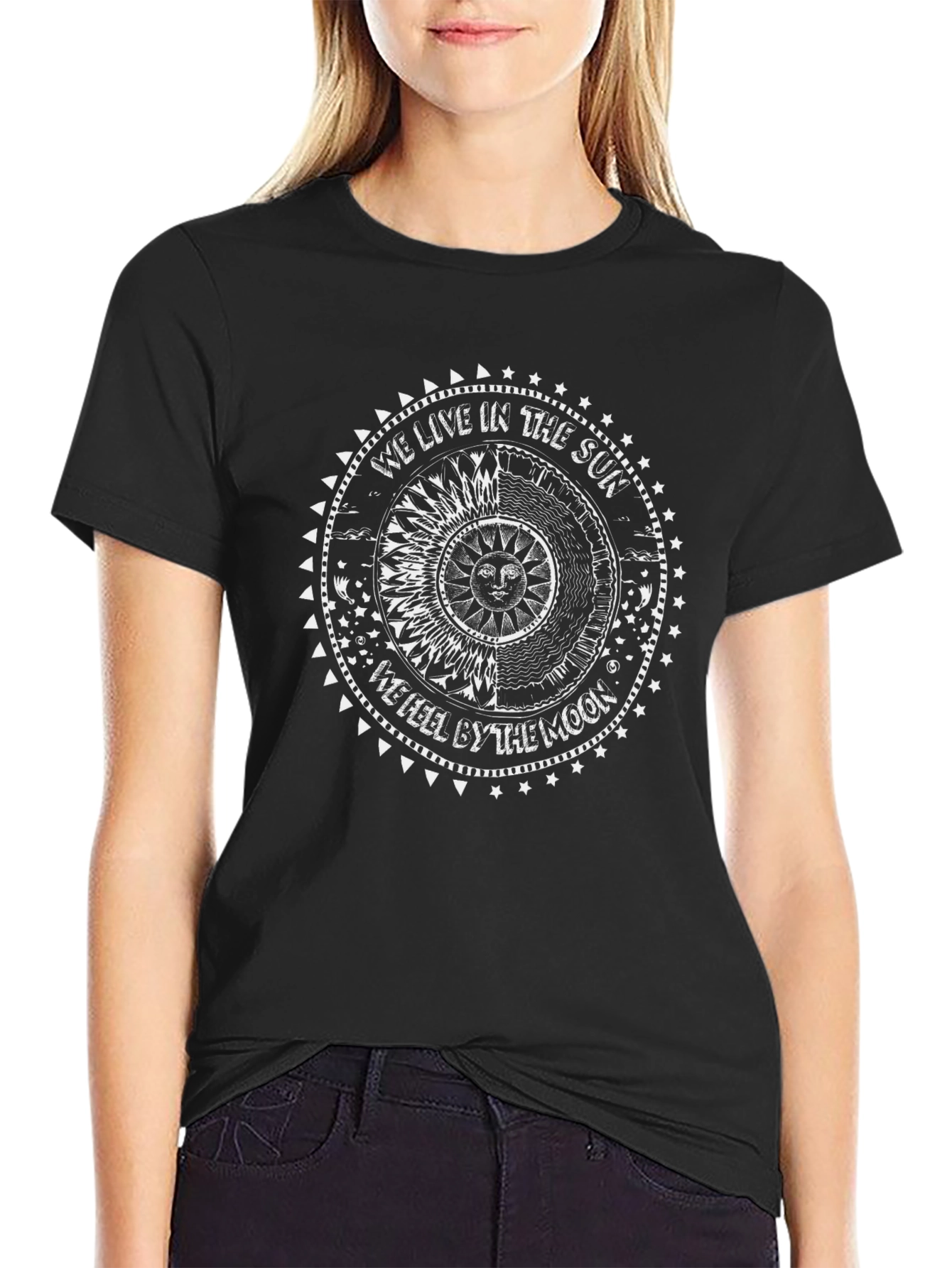 Sun & Moon Graphic Tee - Celestial Black T-Shirt