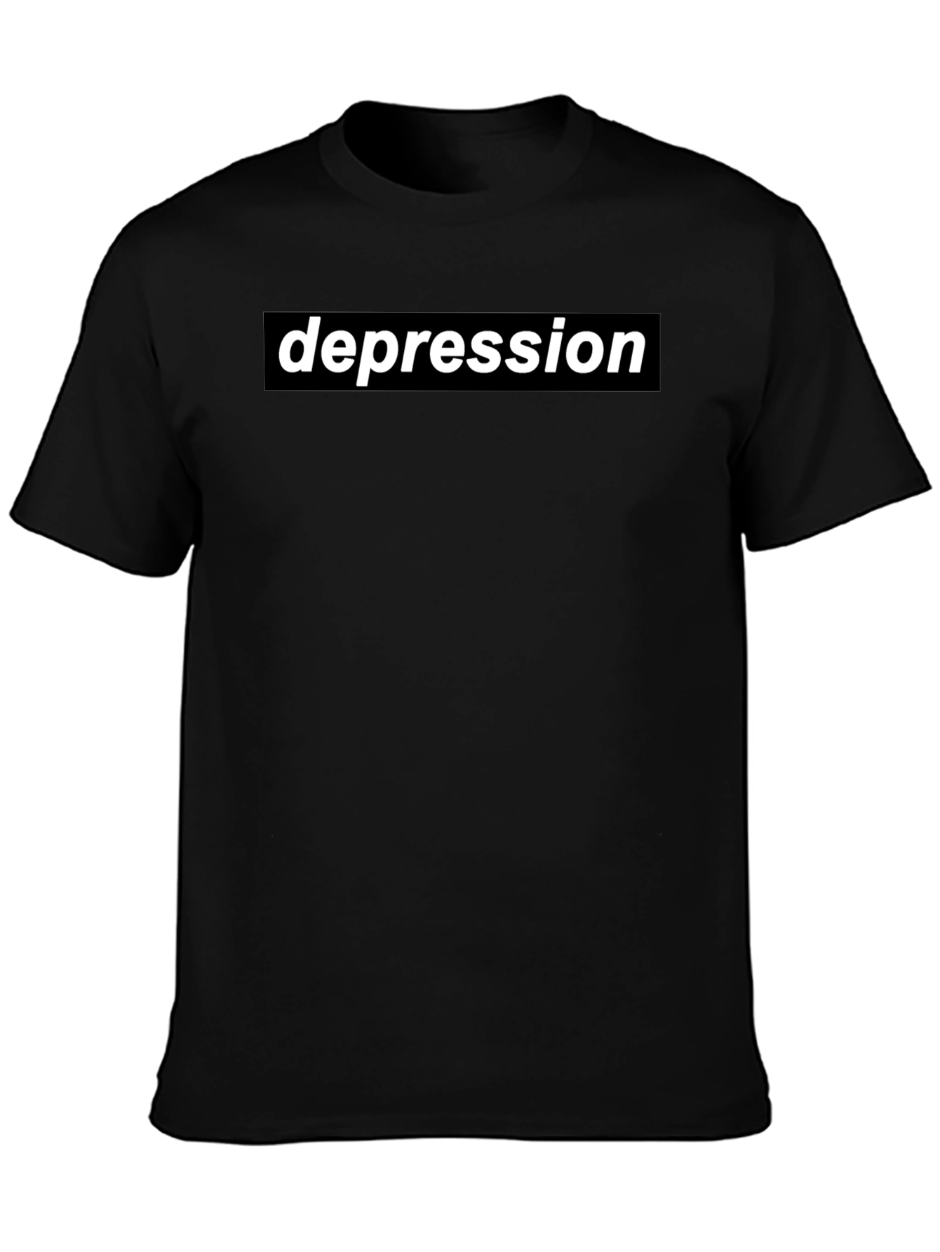 Depression Graphic T-Shirt - Black Crew Neck Tee