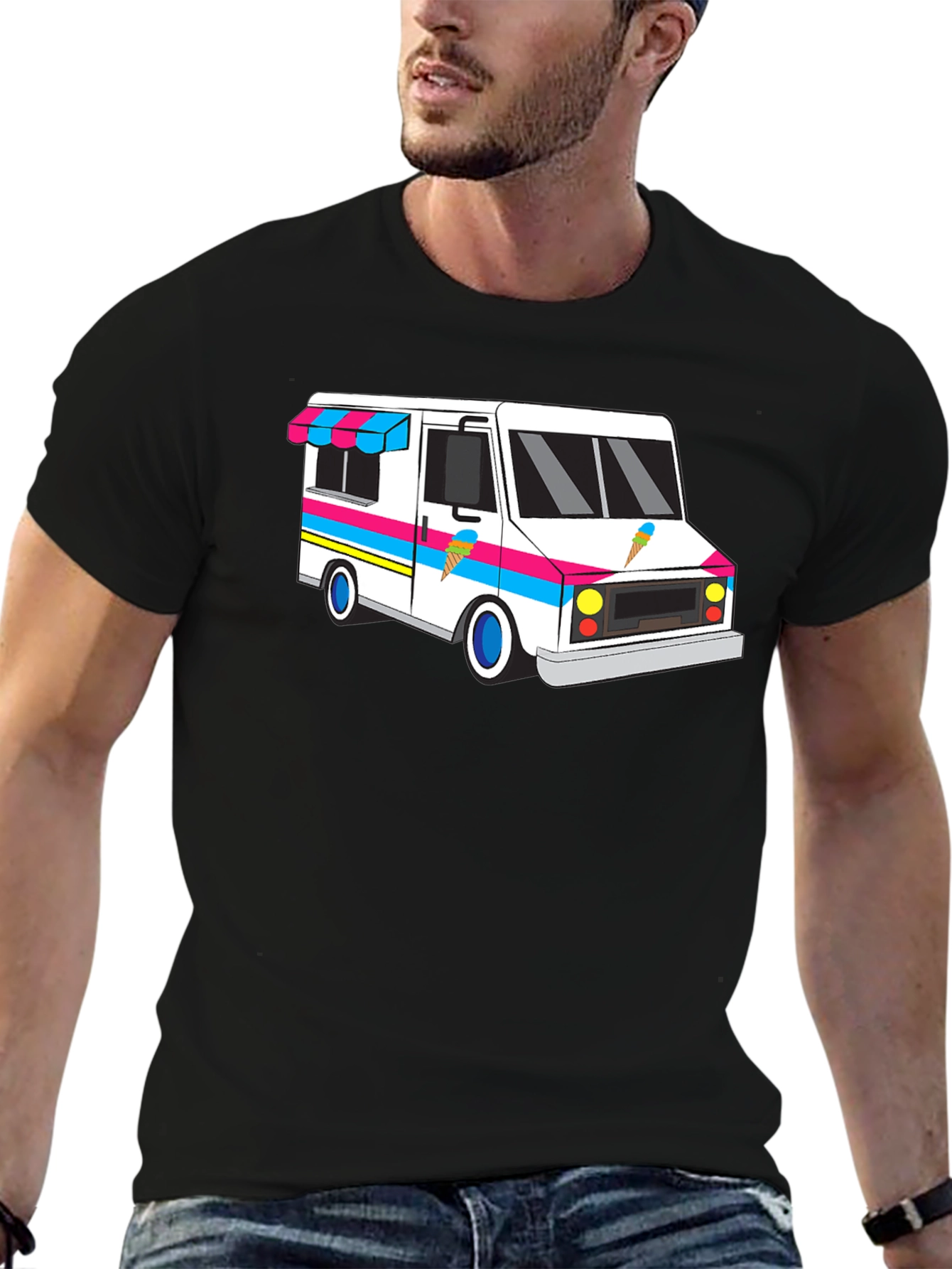Ice Cream Truck Graphic Tee - Black